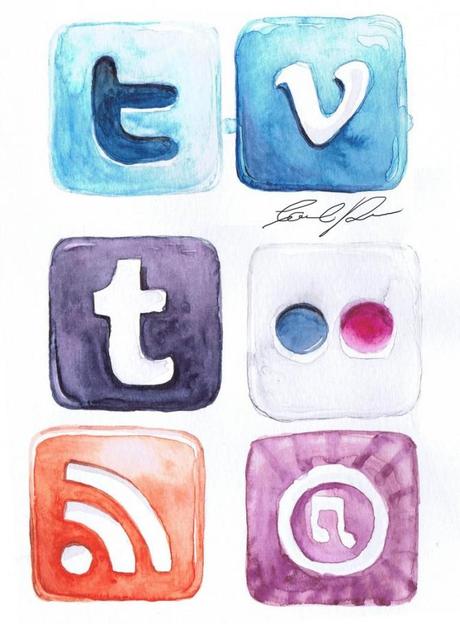 Did you know that you can install your own #SocialMedia watercolour icons for free on your #blog ?
