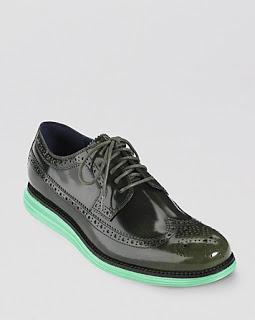 It's So Easy Being Green:  Cole Hann Lunargrand Leather Wingtip Oxfords