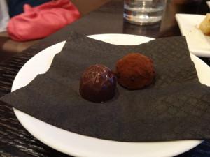 Chocolates served with coffee