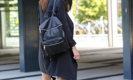 black pebbled leather alexander wang lookalike backpack