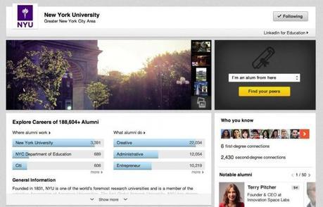 LinkedIn university pages