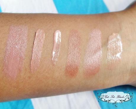 Swatches of 6 Nude Lip Sticks/Lip Gloss for Indian (Dusky) Skin Tones From My Collection