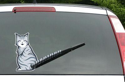 Moving Tail Kitty Car Decal