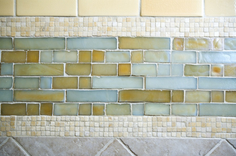 Glass and tile backsplash