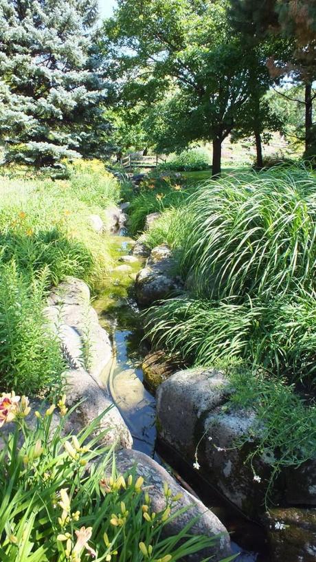 stream through Daylily Garden - Montreal Botanical Garden - Frame To Frame Bob & Jean