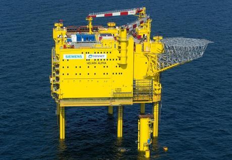 The offshore platform is fixed at a height of 22 meters above sea level to protect it even against giant waves and the rough seas they produce. HelWin1 is designed for decades of operation in the rugged North Sea and will be monitored and controlled from land when it has been commissioned. (Credit: Siemens AG, Munich/Berlin)