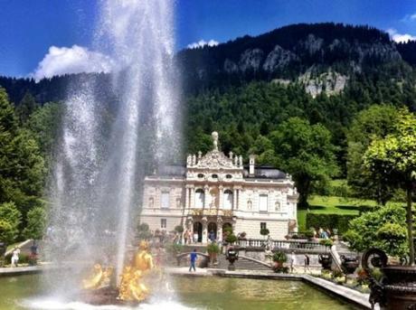 Linderhof castle and fountain in Bavaria, Germany