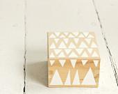 hand painted wooden little box 10x10cm - white triangles - AnamarkoCute