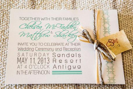 Even the invites had a beachy vibe! Destination Wedding: Antigua