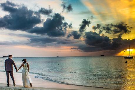 A breathtaking sunset is a perfect ending to the ceremony. Destination Wedding: Antigua