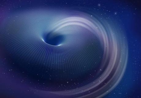 an illustration of a wormhole through space-time