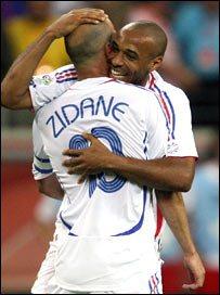 Thierry Henry hugs Zidane (news.bbc.co.uk)