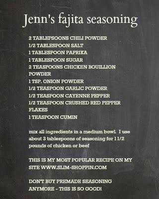 Chalkboard-background FAJITA SEASONING RECIPE