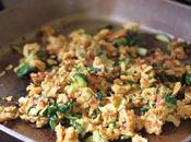 Vegan Chickpea Flour Scrambled "Eggs" with Spinach Zucchini