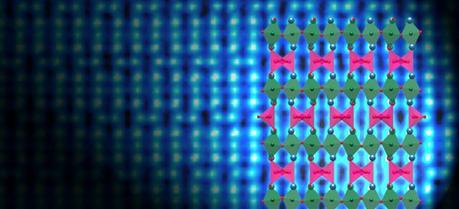 This schematic depicts a new ORNL-developed material that can easily absorb or shed oxygen atoms. (Credit: Ho Nyung Lee / Oak Ridge National Laboratory)