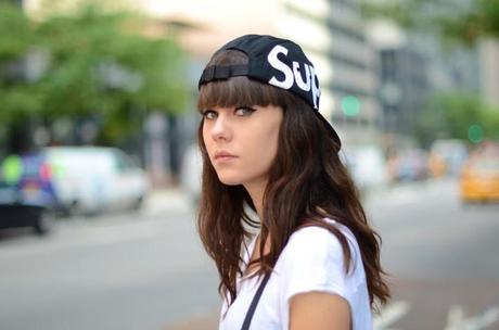 SUP supreme 5 panel cap black white