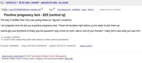 Men Beware!! That Pregnancy Test Could Have Been Bought On Craigslist (Video & Screenshots)