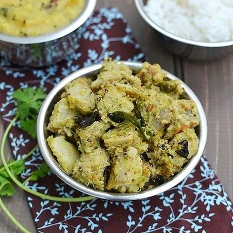 Aava pettina Aratikaya Kura (Mustard Flavored Raw Banana Curry)