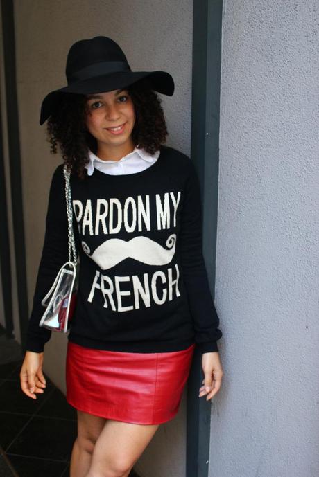 forever 21 sweater, pardon my french top, leather skirts, naturally curly bloggers