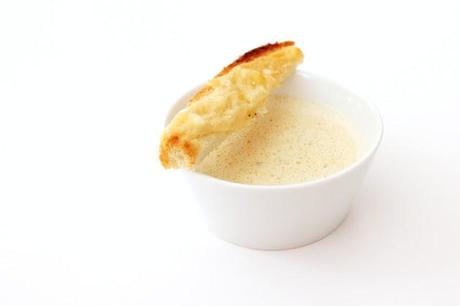 Chanterelle soup with Parmesan bread #111