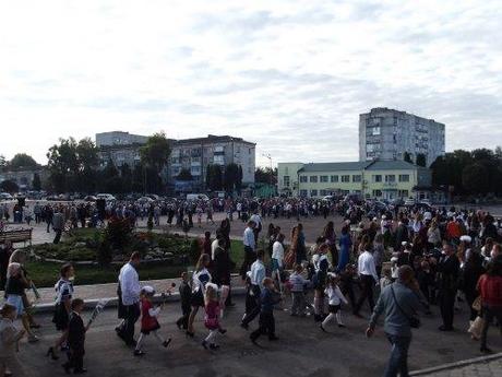 school first bell families gather