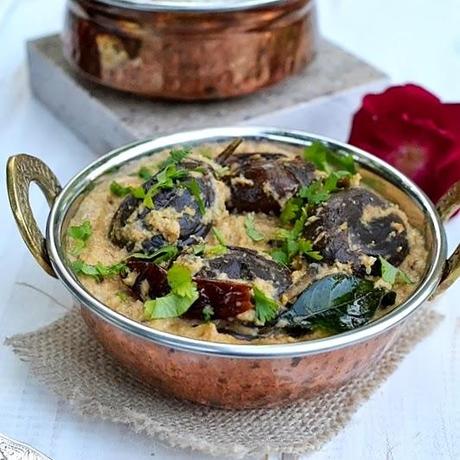 Bagara Baingan (Hyderabadi Baby Eggplants in Peanut-Coconut Gravy)