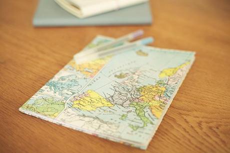 Cover a notebook with a map