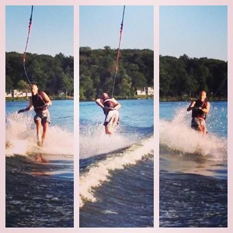 Grandpa's not bad on the single trick ski #lakehouse #morning #68yearsyoung