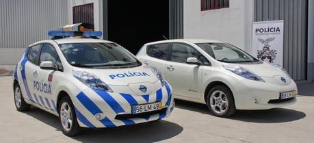 Nissan Leaf police car in Portugal. (Credit: Nissan Motor Company)