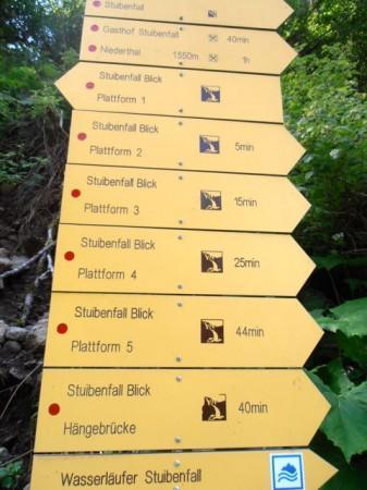 There are lots of viewing platforms at Stuiben Wateralls as the sign shows.