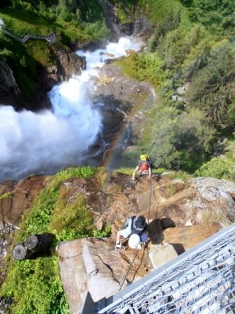 Climber climbing up Stuiben Falls in Tyrol