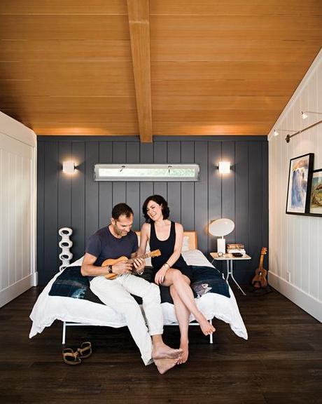 Minimalist home with wood paneled walls in Southern California