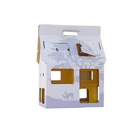 Time for Back to School shopping Maison jaune en carton recyclable Blanc
