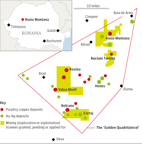 Map of the 'golden quadrilateral'