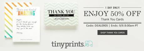 Tiny Prints Deal of The Day: 50% Off Thank You Cards