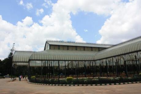 The Glass House of Lal Bagh gardens, and a typical Bangalorean sky.