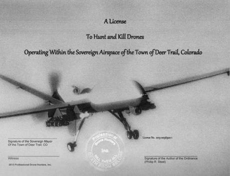 The drone hunting license sold by Phil Steel of Droneshooters.com