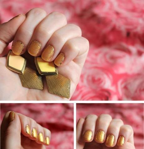 Cassiefairy blog - beauty nail art tutorial for glittlery gold autumn sequin nails with spark jewelry earrings