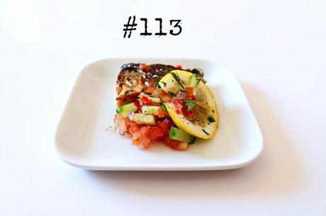 Grilled mackerel with lemon & tomato salsa #113