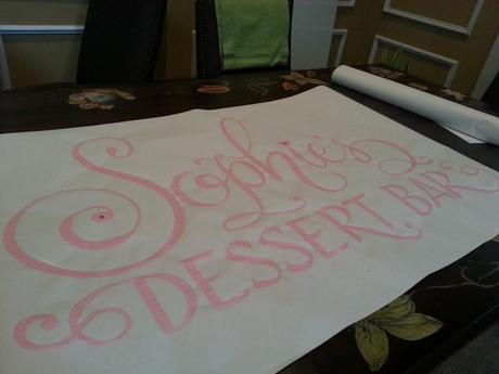 birthday party sign, hand-brush lettering, Debi Sementelli, Lettering Art Studio, calligraphy, cursive writing,cantoni font style