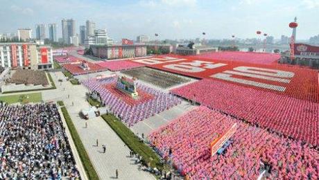 Parade floats which were part of a demonstration by Pyongyangites which followed the WPRG parade, held on Kim Il Sung Square in Pyongyang on 9 September 2013 (Photo: Rodong Sinmun).