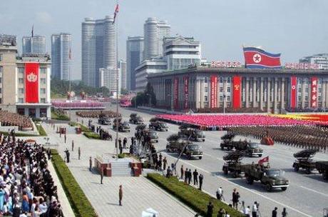 Towed multiple-launch rocket systems ride through Kim Il Sung Square in Pyongyang on 9 September 2013 (Photo: Rodong Sinmun).