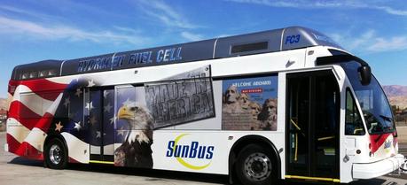 SunLine Transit seventh-generation hydrogen fuel cell bus made possible because of the Federal Transit Administration’s (FTA) National Fuel Cell Bus Program (NFCBP). (Credit: SunLine Transit)