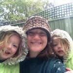 Mummy and the girls in the snow