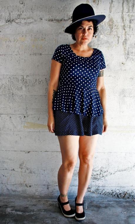 Outfit Post: Navy Polka Dot Peplum