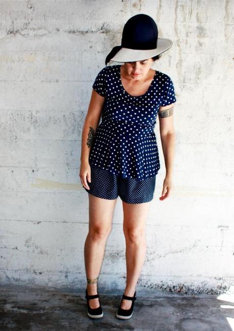 Outfit Post: Navy Polka Dot Peplum