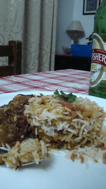 Sunday Dum Chicken Biryani and Cold beer