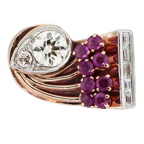 Rose gold ruby and diamond cocktail ring