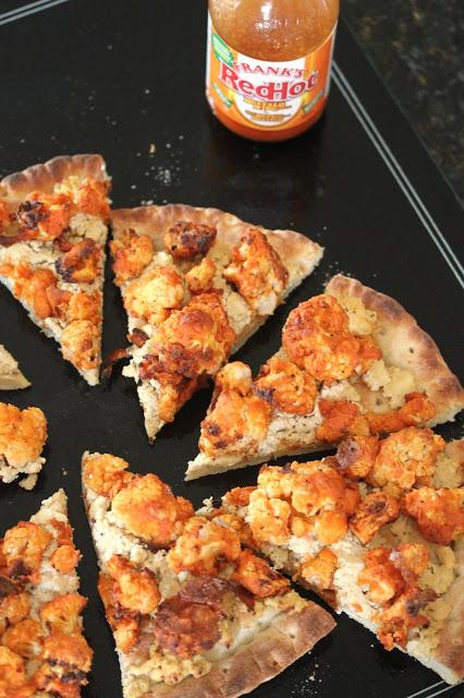 Vegan Buffalo Cauliflower Pizza with Blue Cheeze Spread