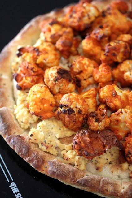 Vegan Buffalo Cauliflower Pizza with Blue Cheeze Spread